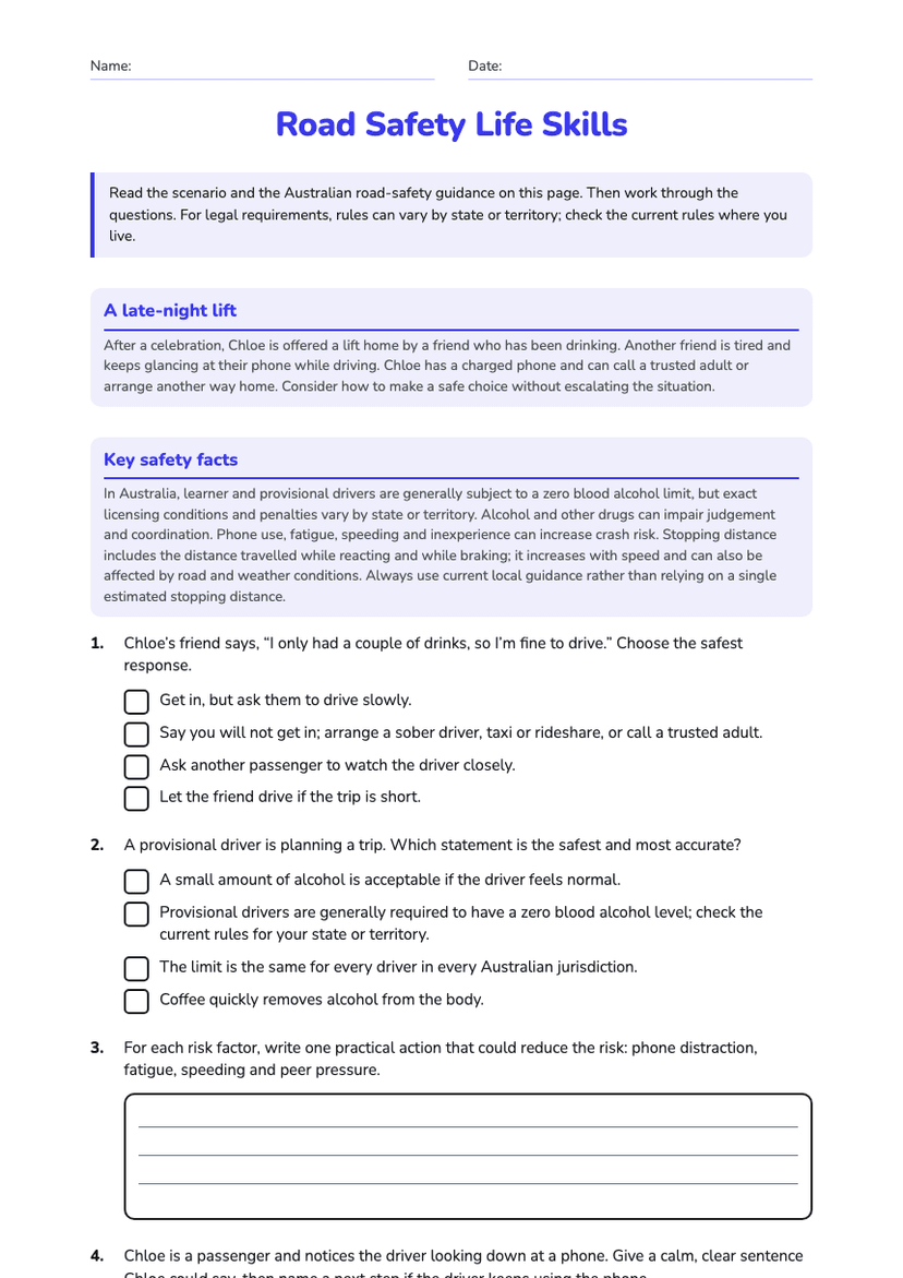 Road Safety Life Skills