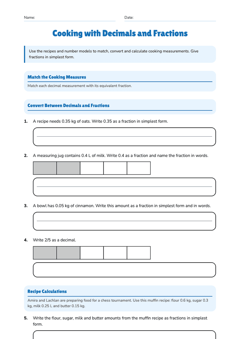 Cooking with Decimals and Fractions