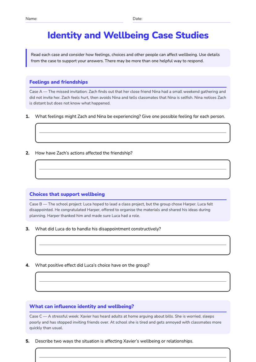 Identity and Wellbeing Case Studies