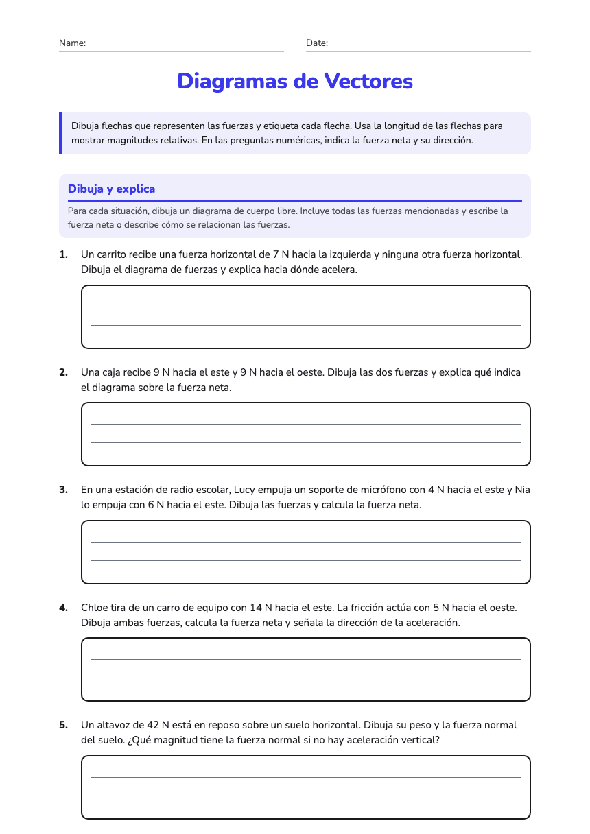 Diagramas de Vectores worksheet preview