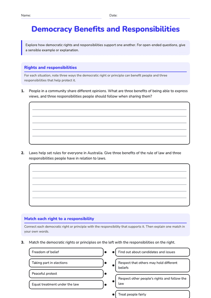 Democracy Benefits and Responsibilities