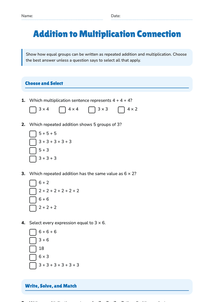 Addition to Multiplication Connection