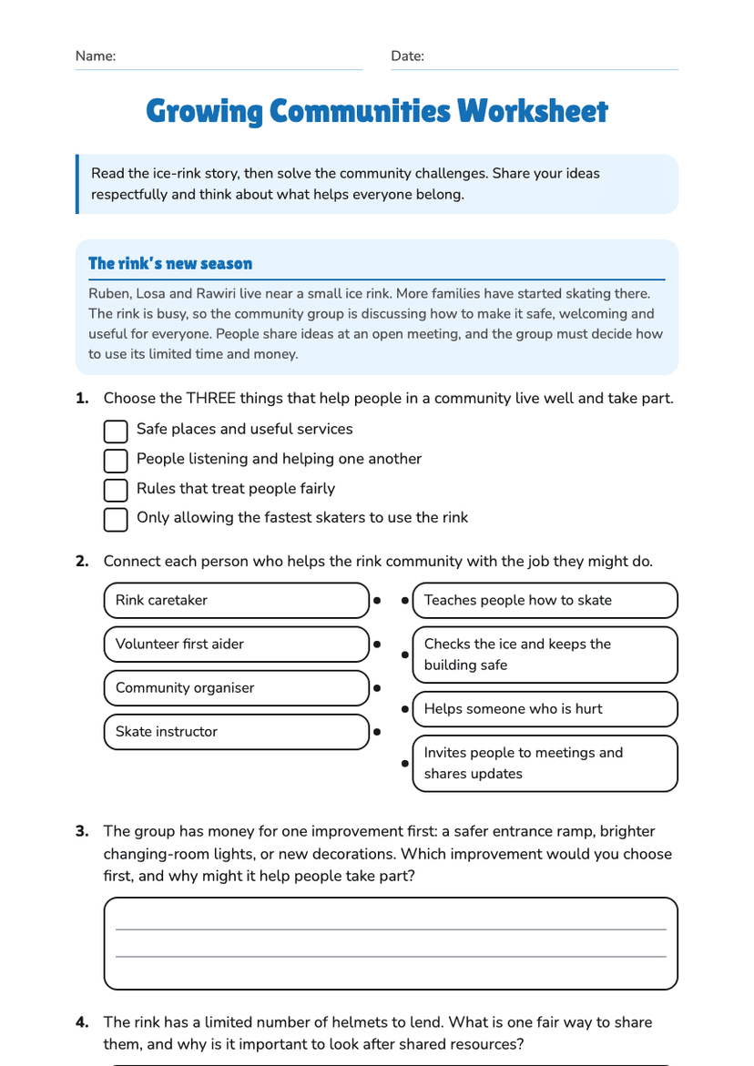 Growing Communities Worksheet