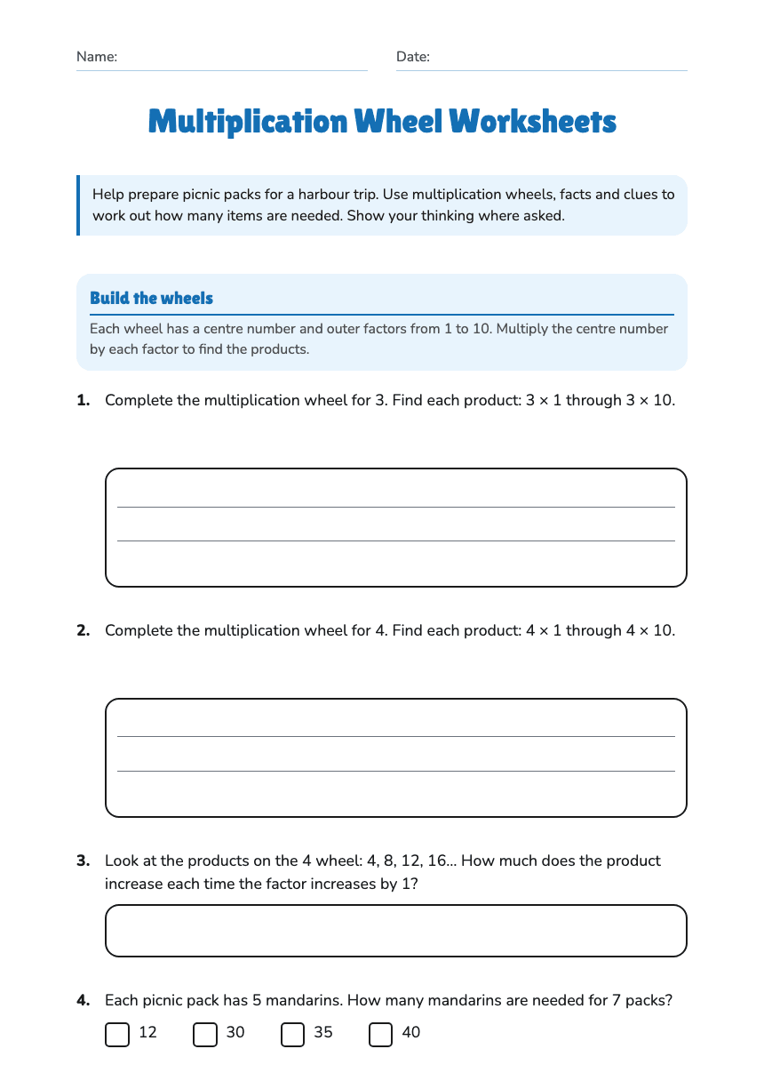 Multiplication Wheel Worksheets worksheet preview