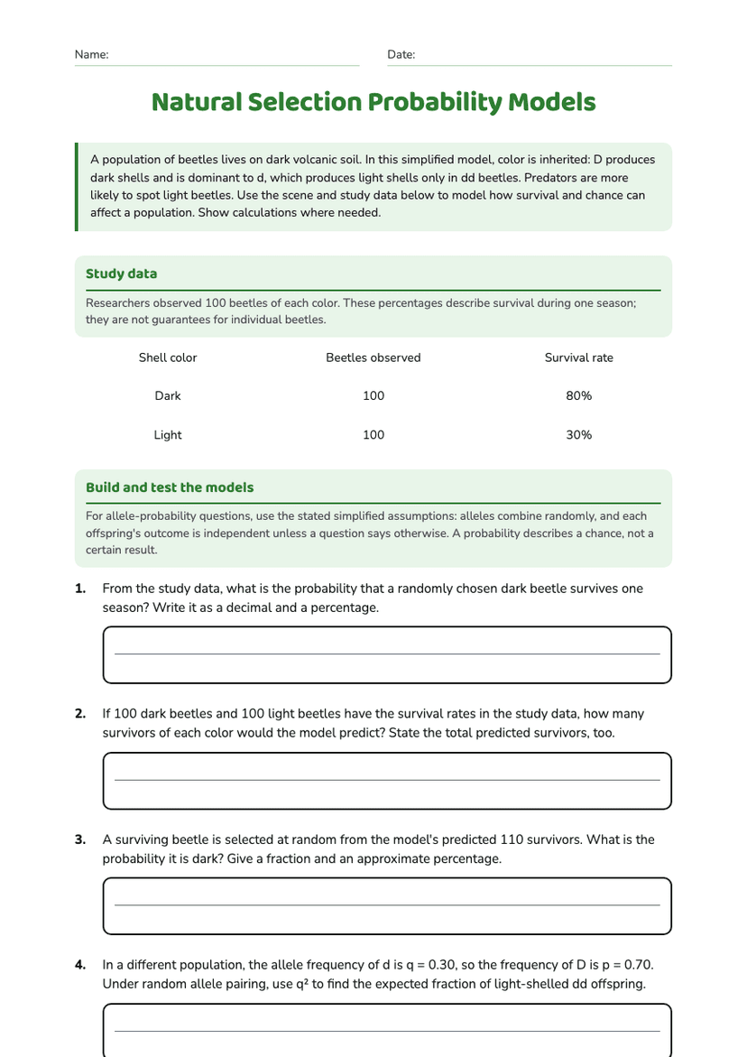 Natural Selection Probability Models