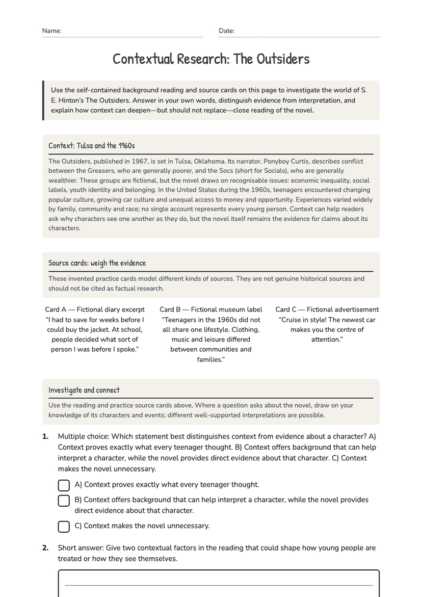 Contextual Research: The Outsiders