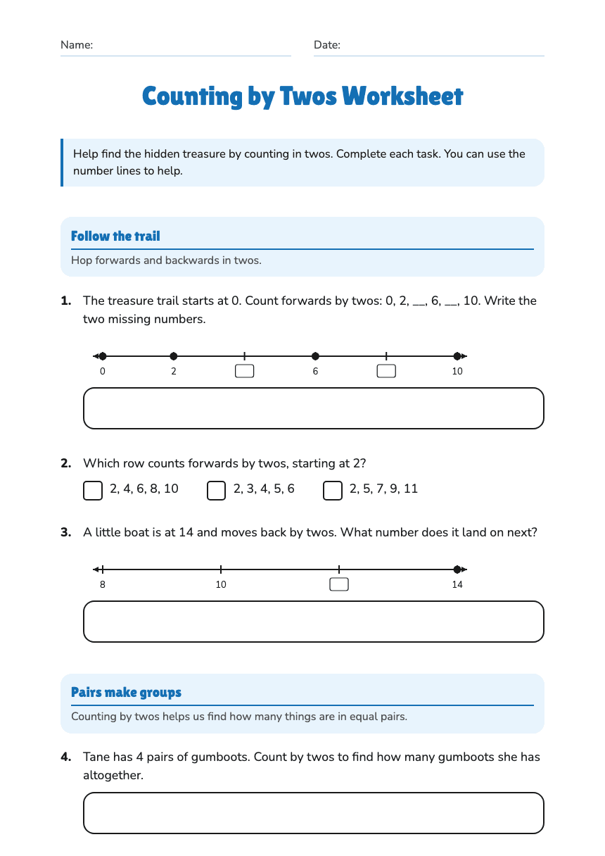 Counting by Twos Worksheet worksheet preview