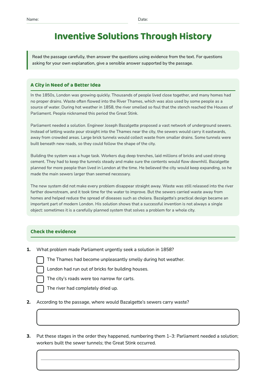 Inventive Solutions Through History worksheet preview