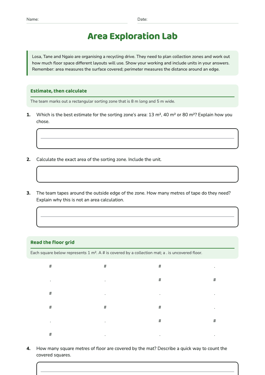 Area Exploration Lab worksheet preview