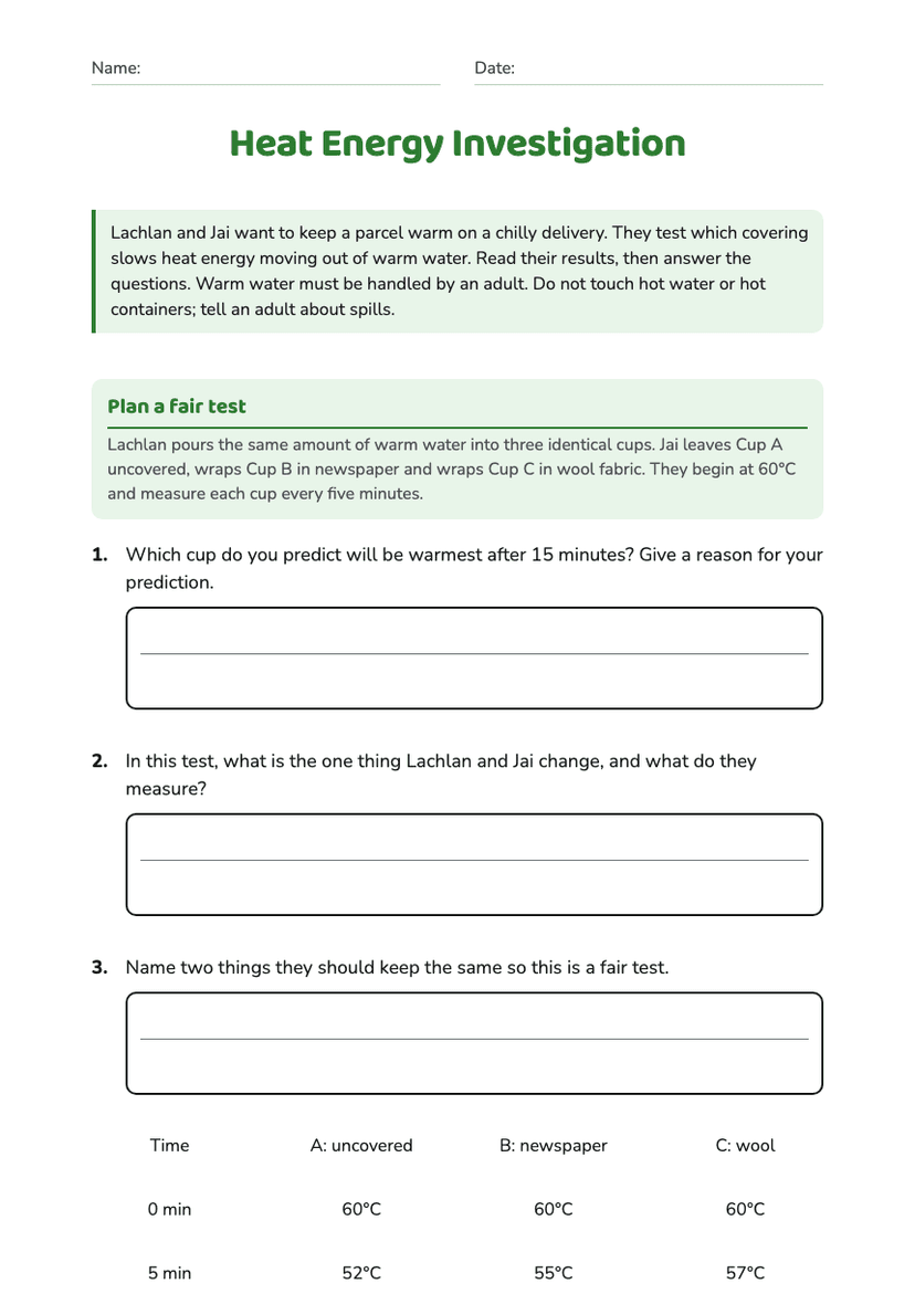 Heat Energy Investigation