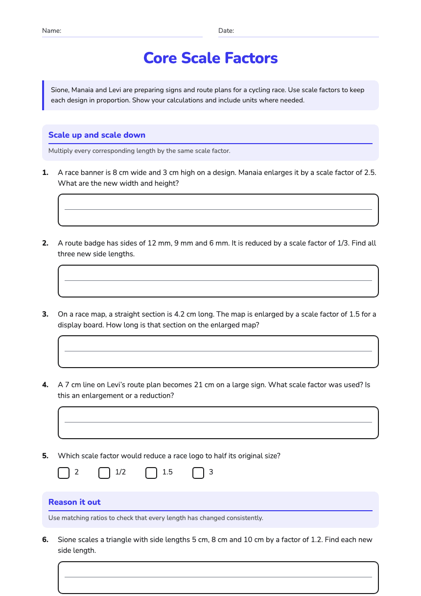 Core Scale Factors worksheet preview