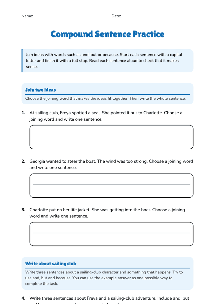 Compound Sentence Practice