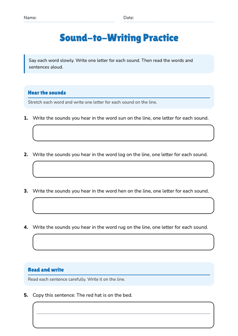 Sound-to-Writing Practice
