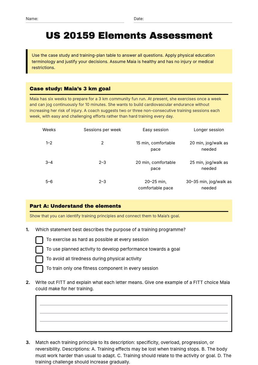 US 20159 Elements Assessment worksheet preview