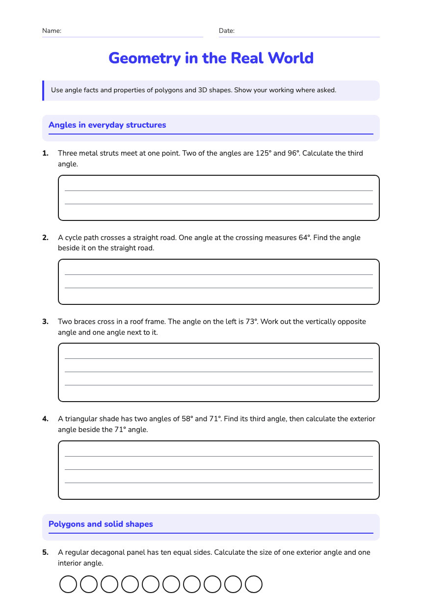 Geometry in the Real World worksheet preview