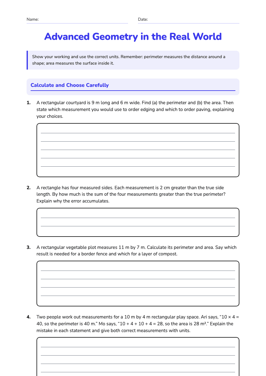Advanced Geometry in the Real World worksheet preview