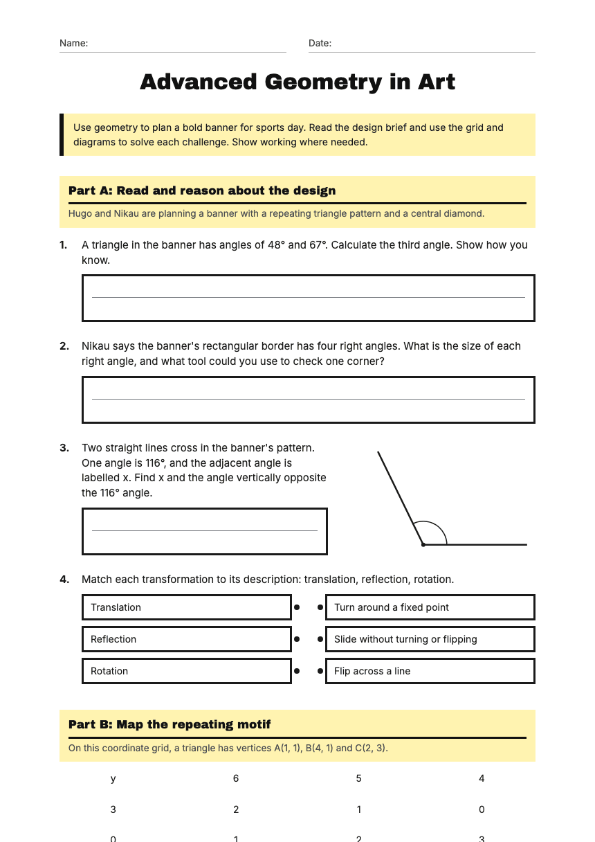 Advanced Geometry in Art worksheet preview