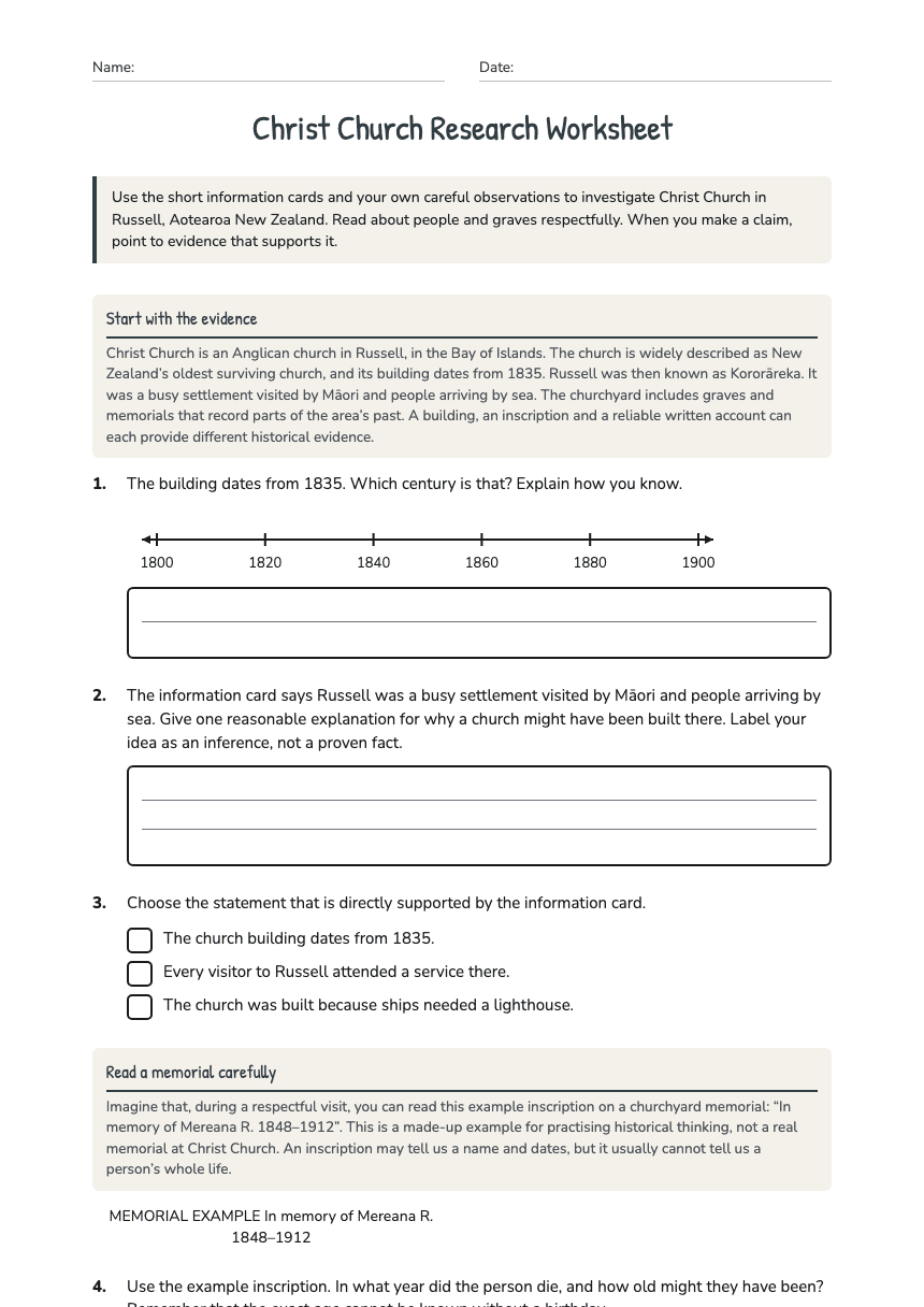 Christ Church Research Worksheet worksheet preview