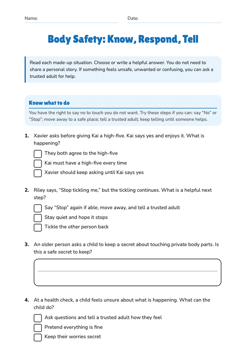 Body Safety: Know, Respond, Tell