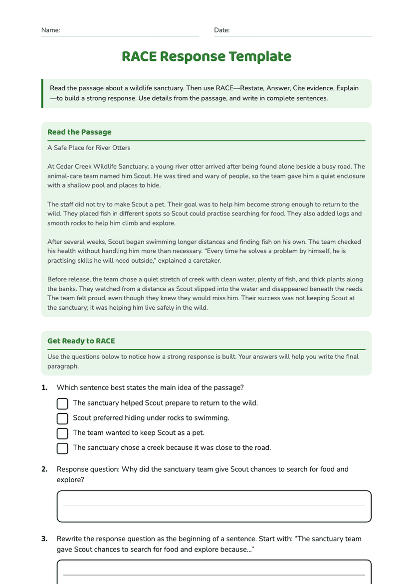 RACE Response Template