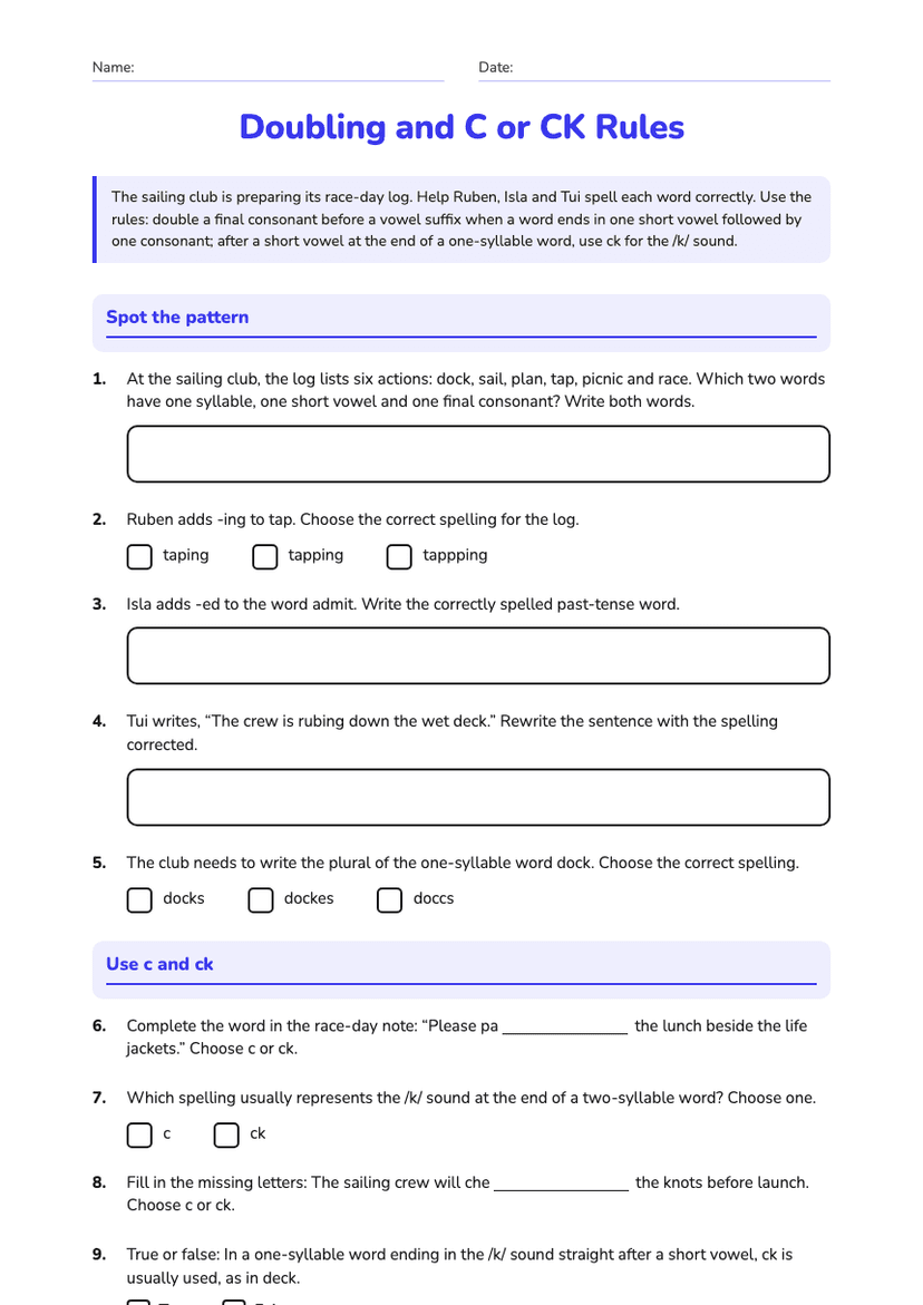 Doubling and C or CK Rules