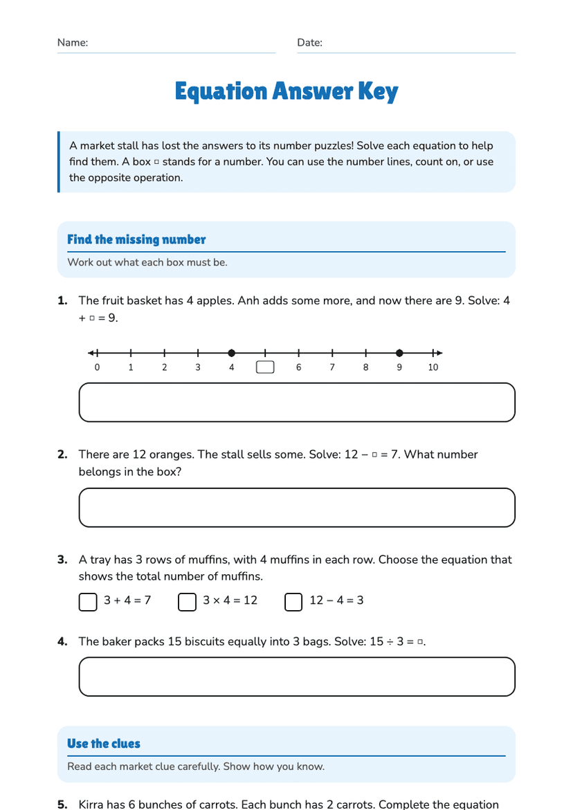 Equation Answer Key