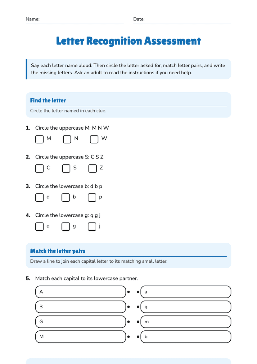 Letter Recognition Assessment