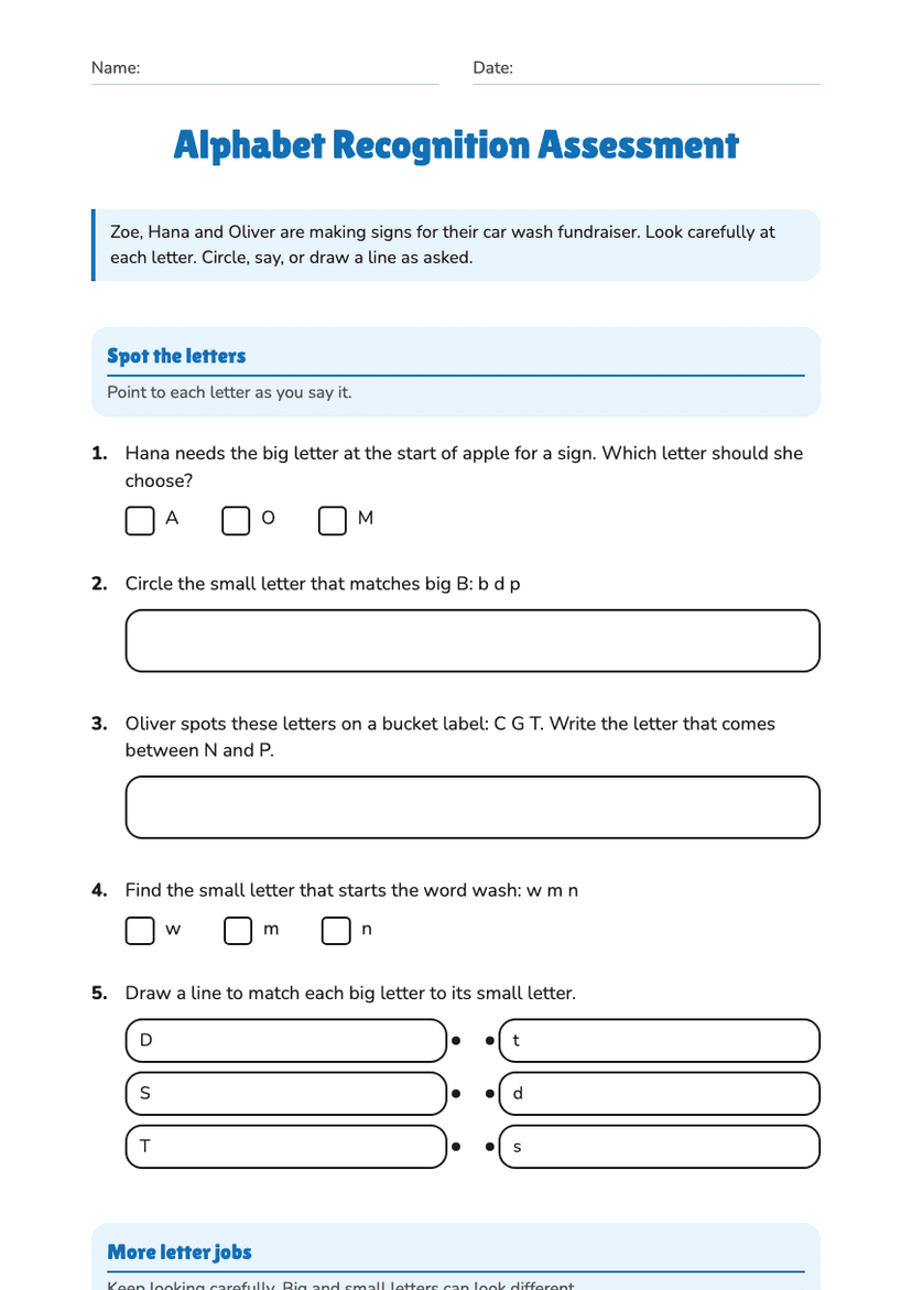 Alphabet Recognition Assessment