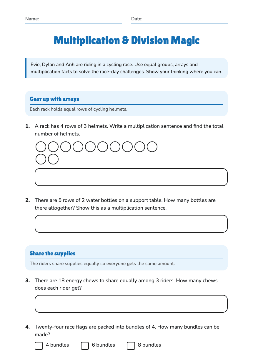 Multiplication & Division Magic worksheet preview