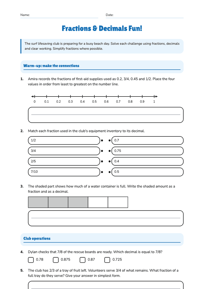 Fractions & Decimals Fun!