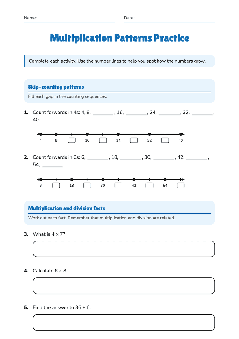 Multiplication Patterns Practice