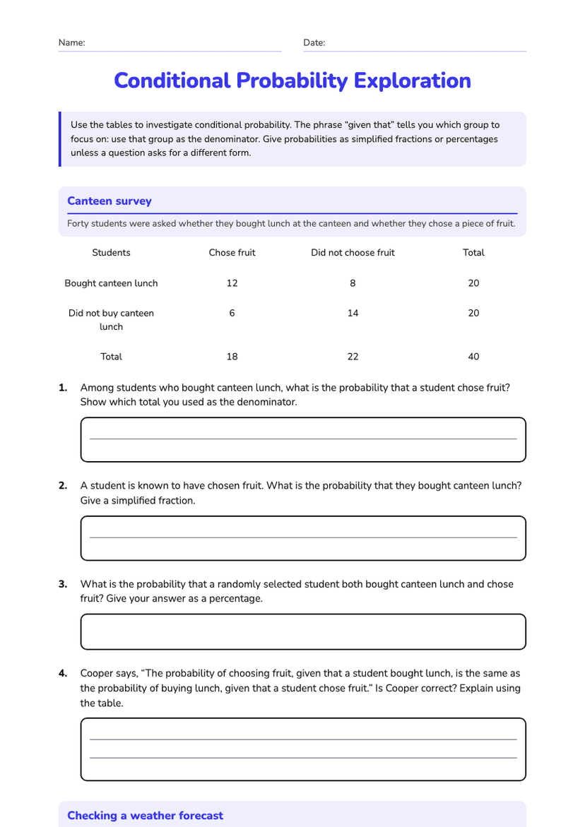 Conditional Probability Exploration