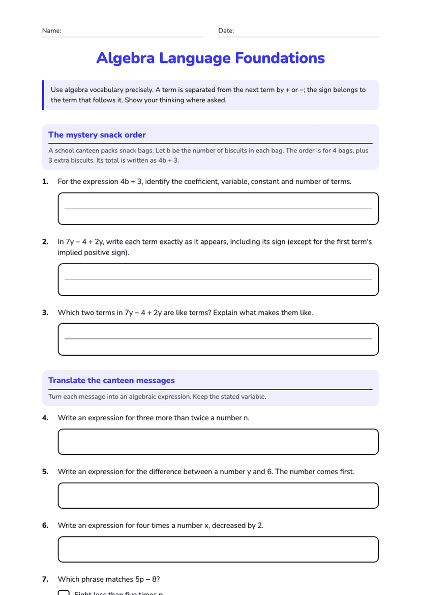 Algebra Language Foundations