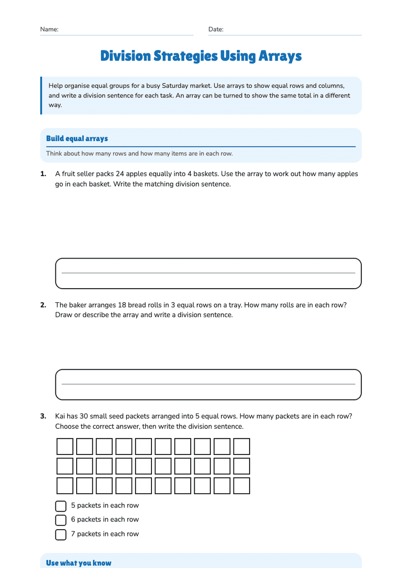 Division Strategies Using Arrays