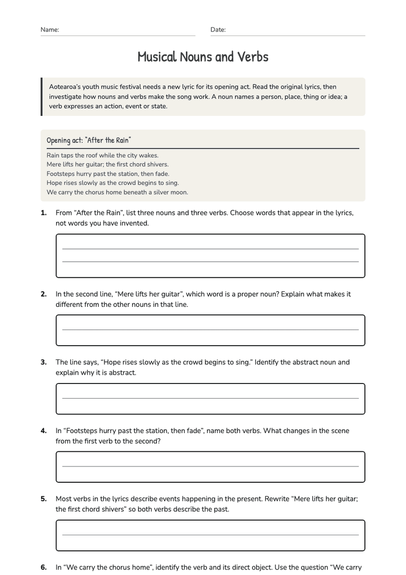 Musical Nouns and Verbs