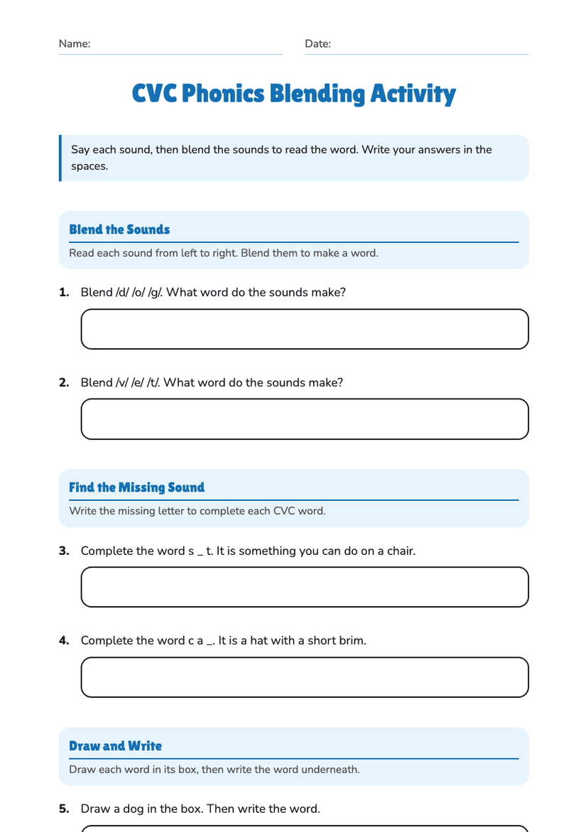 CVC Phonics Blending Activity