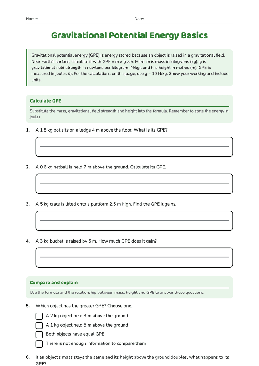 Gravitational Potential Energy Basics