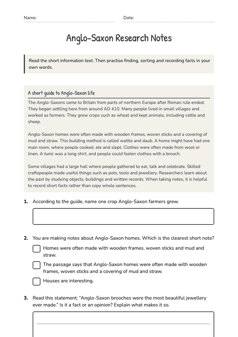 Anglo-Saxon Research Notes