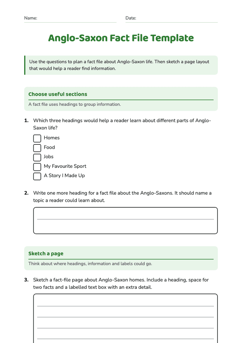Anglo-Saxon Fact File Template
