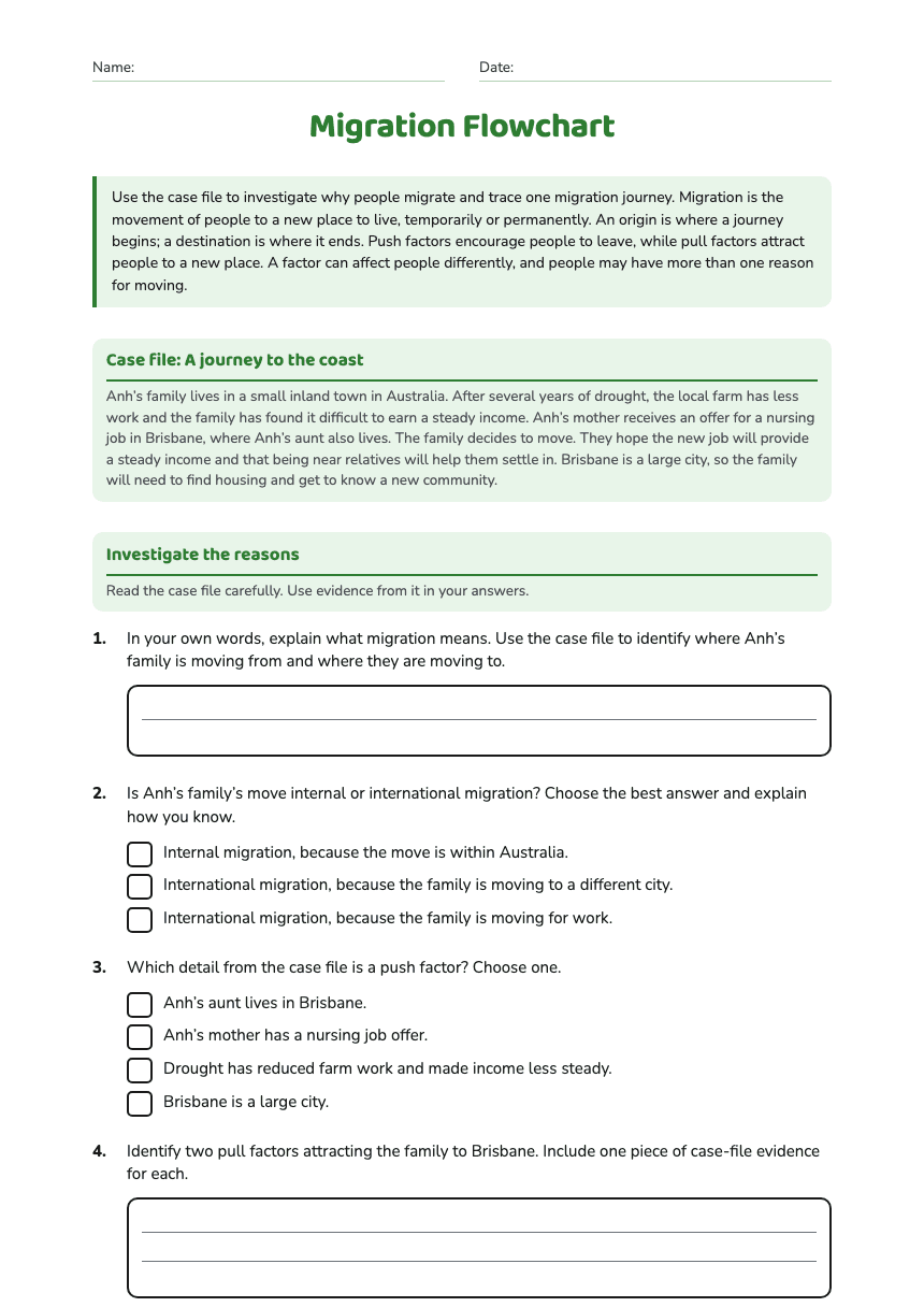 Migration Flowchart worksheet preview