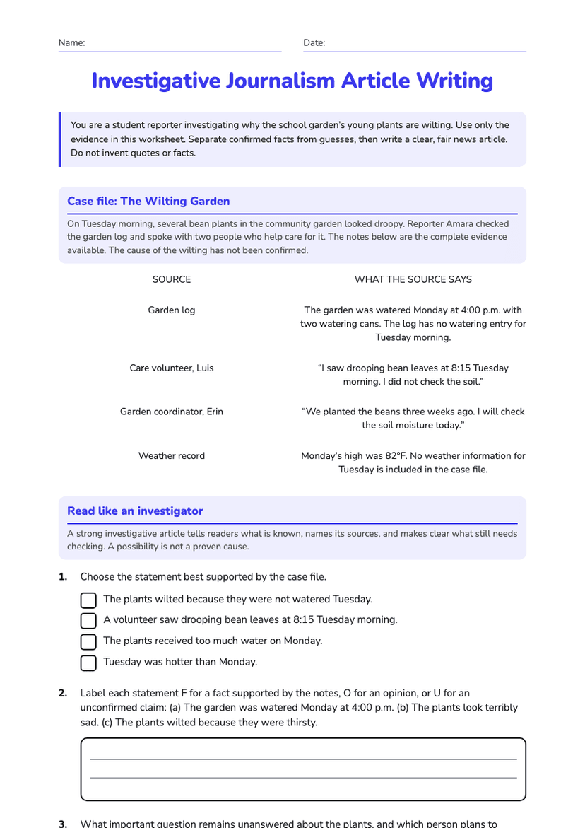 Investigative Journalism Article Writing