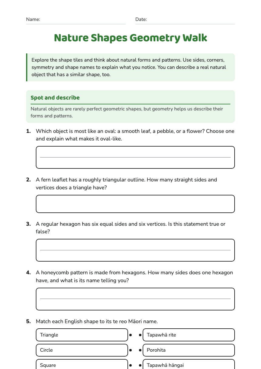 Nature Shapes Geometry Walk worksheet preview
