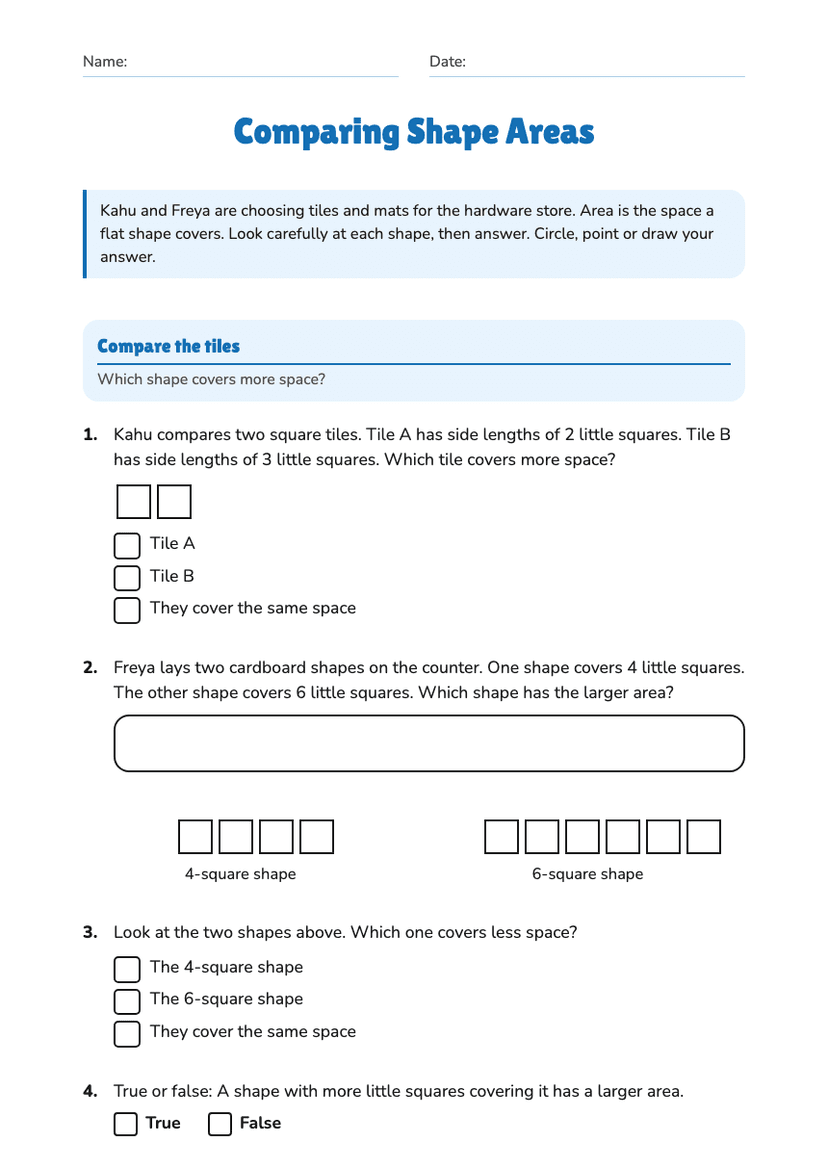 Comparing Shape Areas