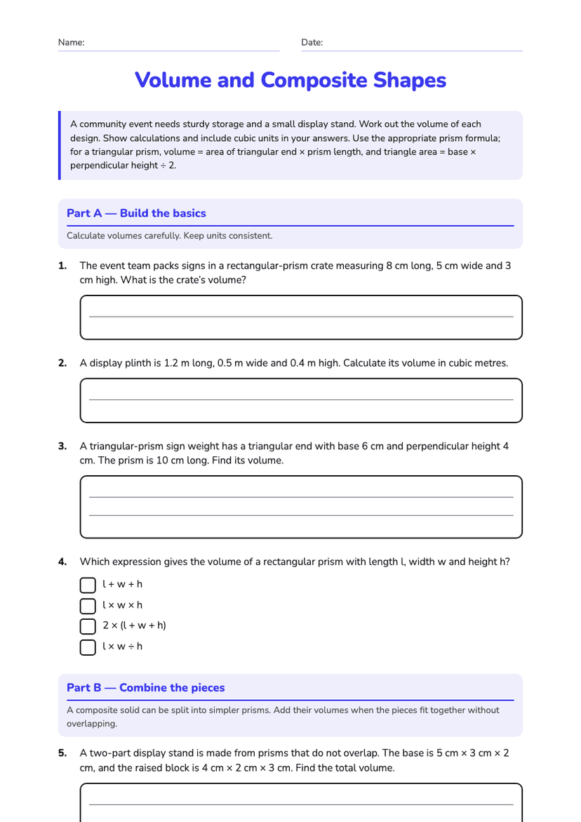 Volume and Composite Shapes