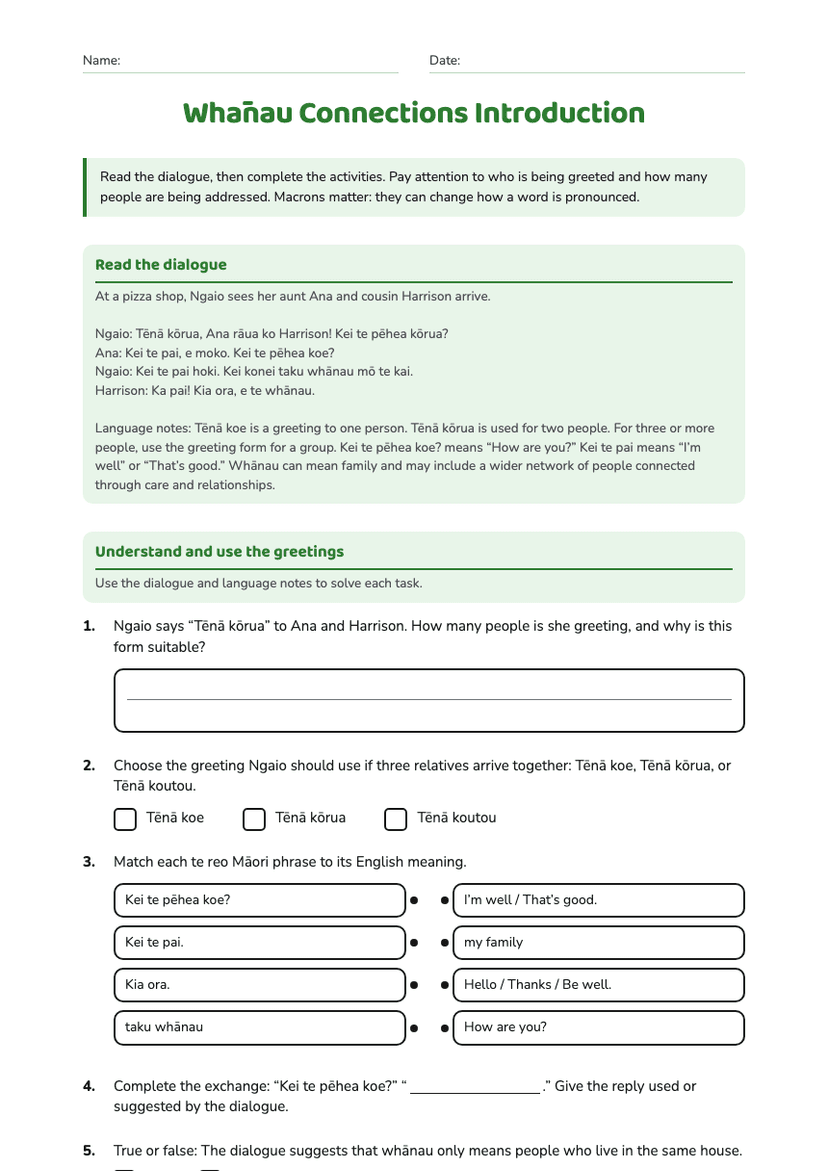 Whānau Connections Introduction