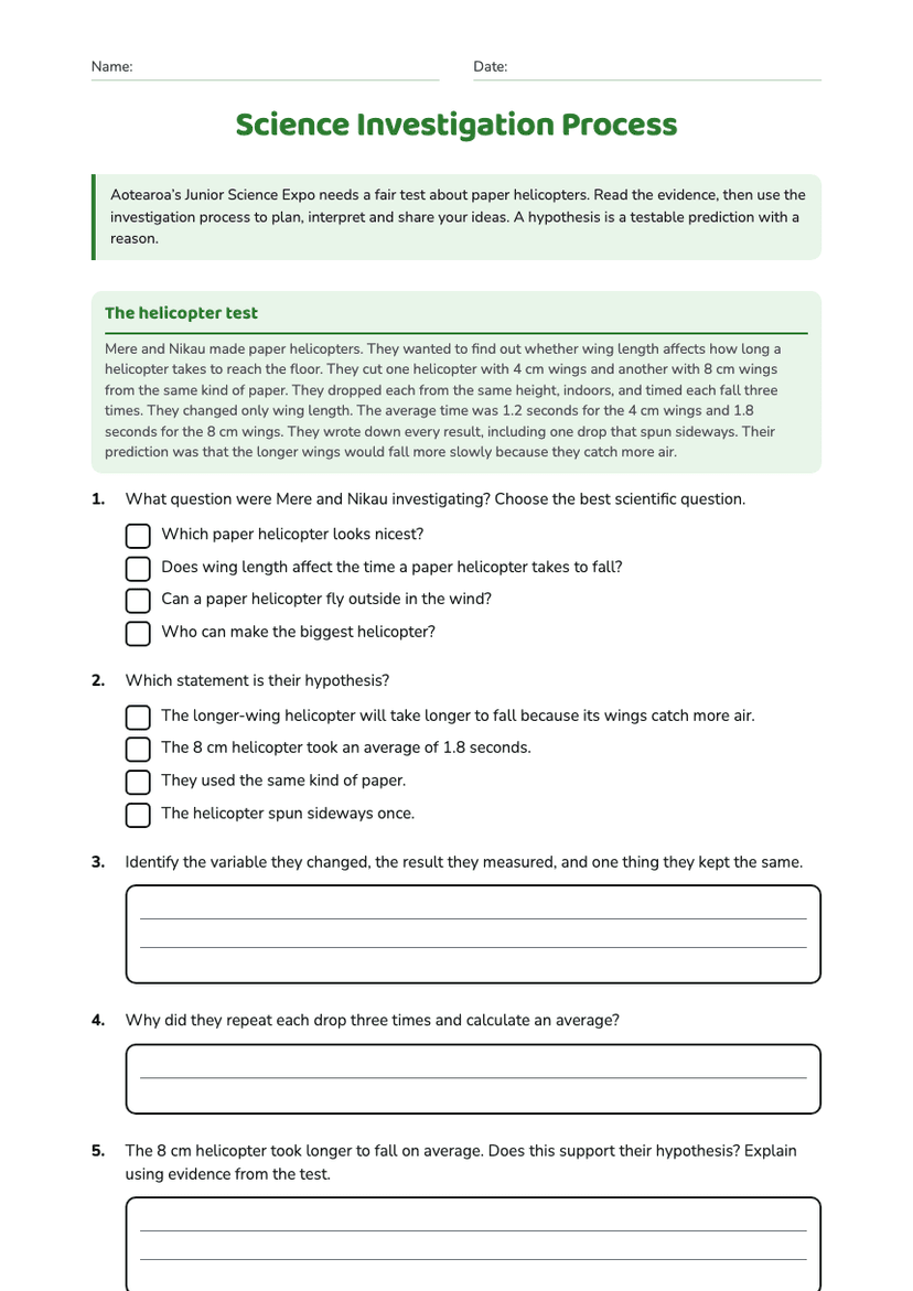 Science Investigation Process