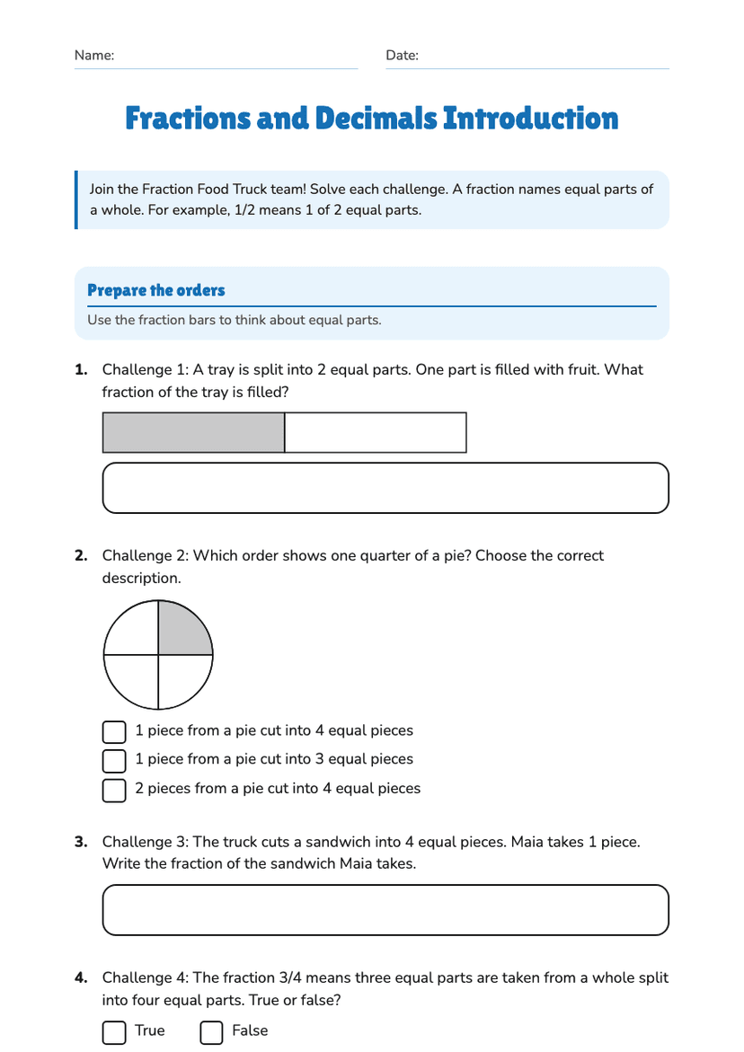 Fractions and Decimals Introduction
