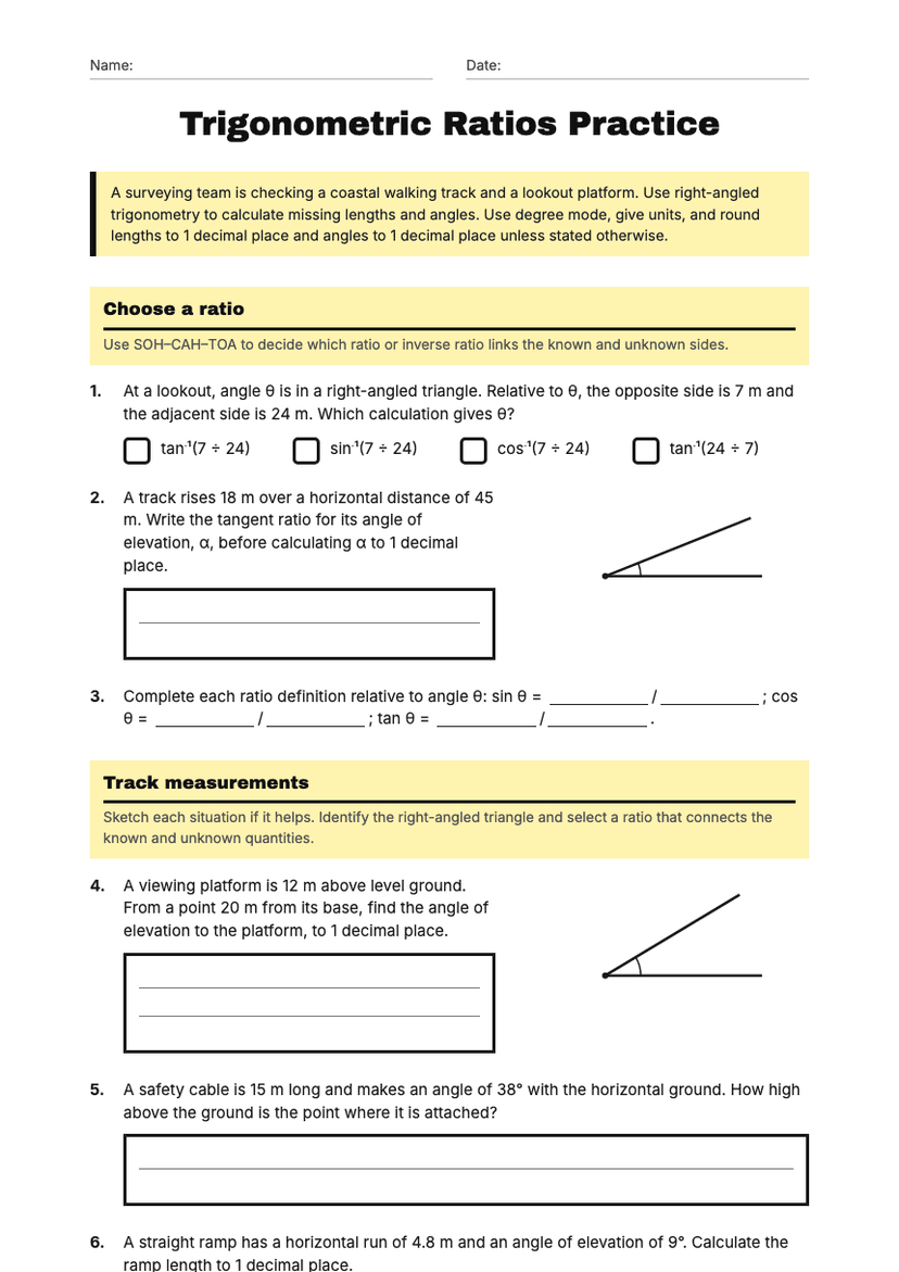 Trigonometric Ratios Practice