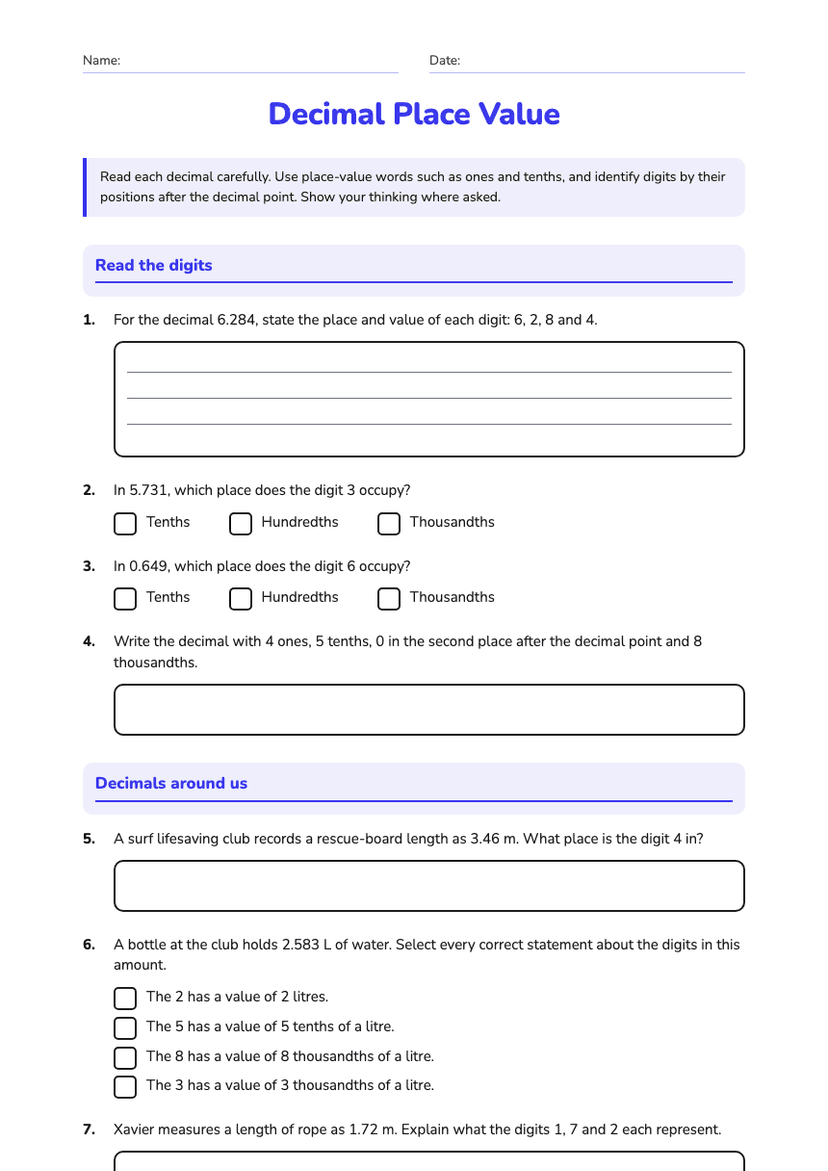 Decimal Place Value