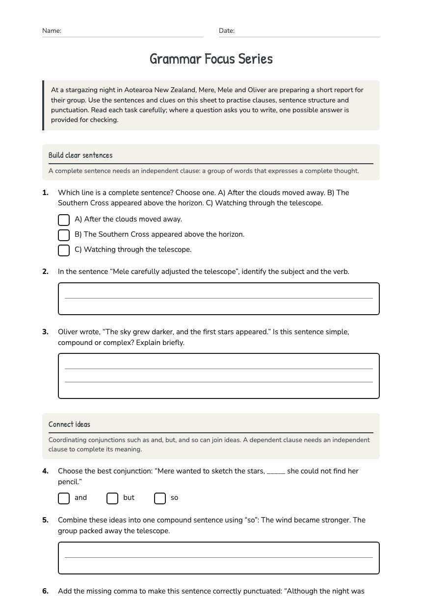 Grammar Focus Series worksheet preview